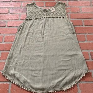 Knox Rose Sage Green Sheer Detail Tank Top